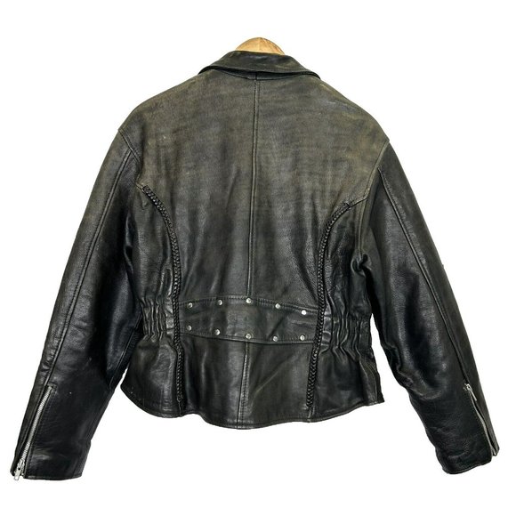 Iron Gear Leather Jacket Women Size Large Black Distressed Moto Biker Motorcycle - Picture 2 of 6